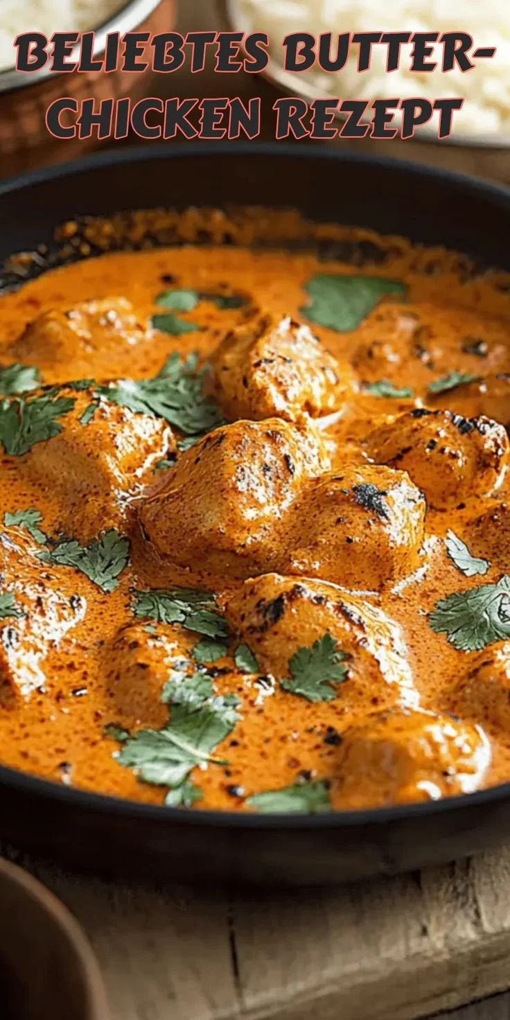 Leckeres Butter-Chicken Gericht mit aromatischen Gewürzen und cremiger Sauce.