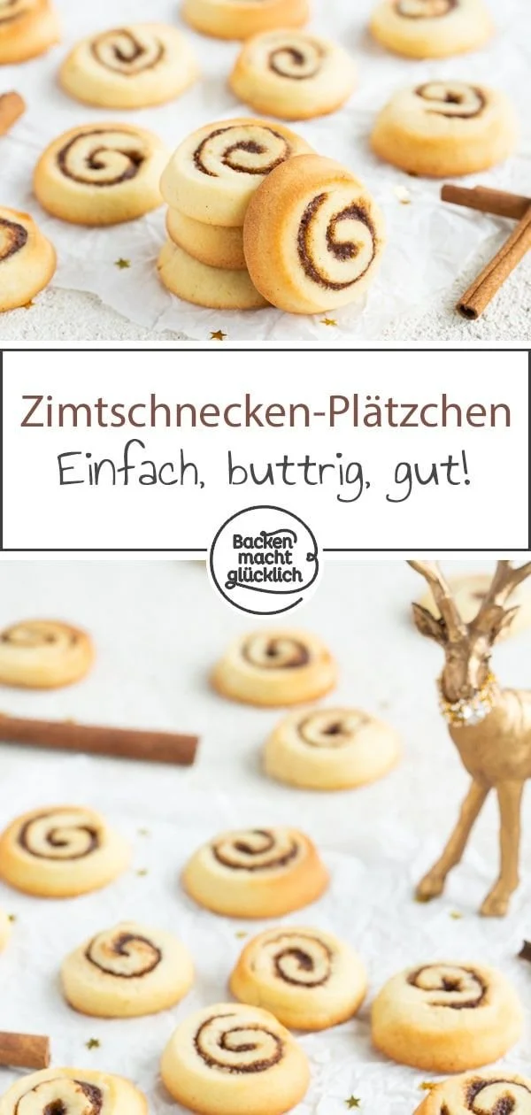 Leckere Zimtschnecken-Plätzchen auf einem Blech gebacken