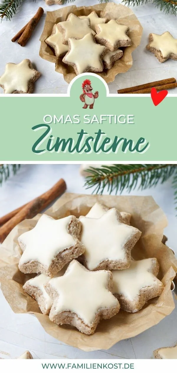Zimtsterne Kekse frisch gebacken nach dem traditionellen Rezept für Weihnachten